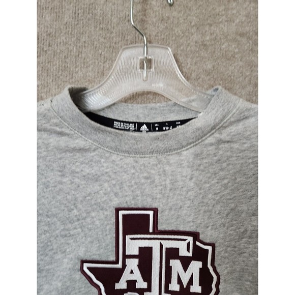 Adidas Vintage Crewneck Terry Sweatshirt Womens M Gray Stripes ATM Texas NEW - Picture 4 of 10